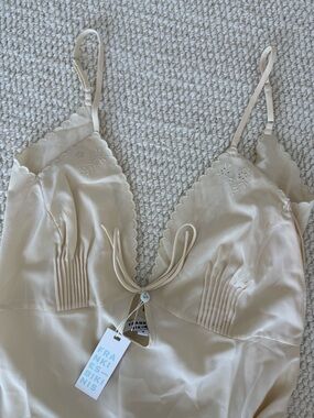 Frankie's Bikinis Cream Satin Maxi Dress